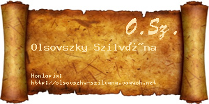 Olsovszky Szilvána névjegykártya